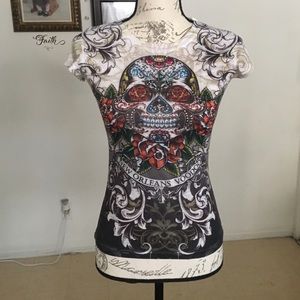 4/$20 Sugar Skull Short Sleeve Tee Size M